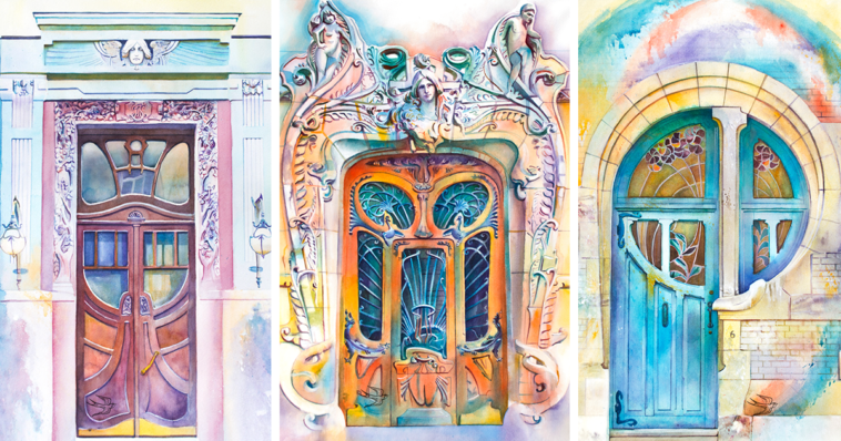 Ukrainian Artist Travels The World Painting Doors In Watercolor 1 watercolor paintings doors around world featured